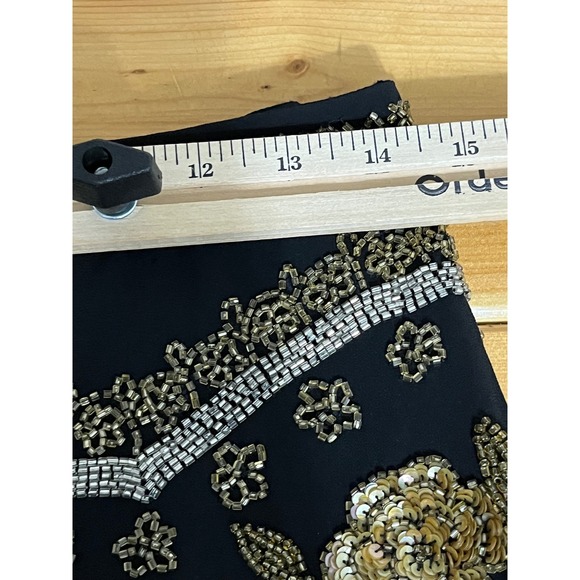 Nasty Gal Beaded Fringe Mini Skirt Party Festival Embellished Black Size S - Picture 11 of 11